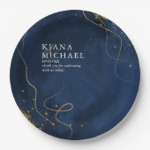 Fine Lines Gold Abstract Wedding V1 Navy ID867 Papieren Bordje (Voorkant)