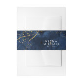 Fine Lines Gold Abstract Wedding V1 Navy ID867 Uitnodigingen Wikkel (Voorkant Voorbeeld)