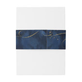 Fine Lines Gold Abstract Wedding V1 Navy ID867 Uitnodigingen Wikkel (Achterkant Voorbeeld)