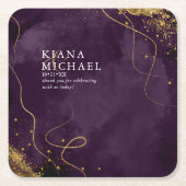 Fine Lines Gold Abstract Wedding V1 Plum ID867 Kartonnen Onderzetters (Voorkant)