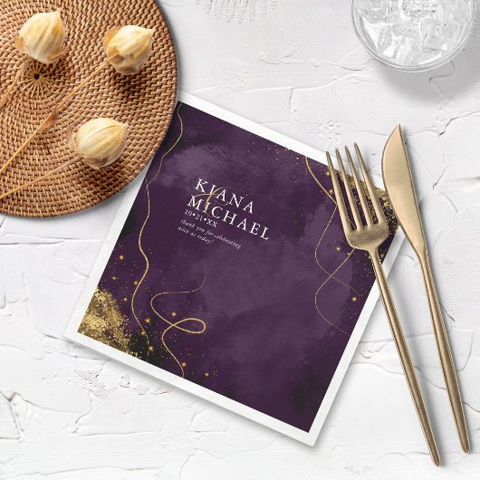 Fine Lines Gold Abstract Wedding V1 Plum ID867 Servet