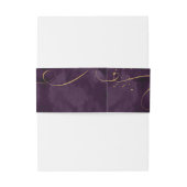 Fine Lines Gold Abstract Wedding V1 Plum ID867 Uitnodigingen Wikkel (Achterkant Voorbeeld)