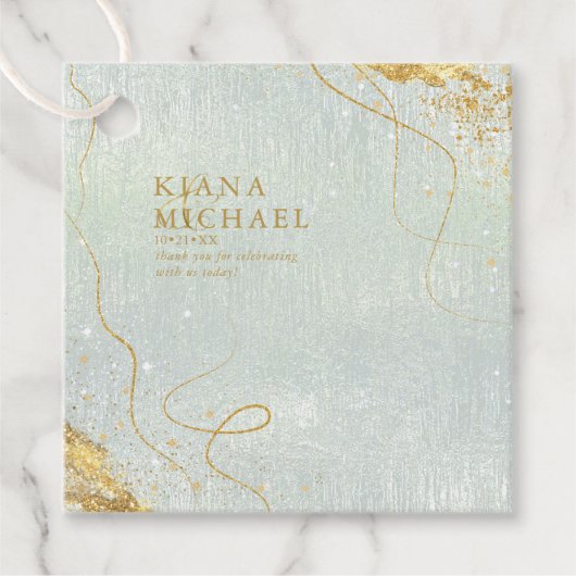 Fine Lines Gold Abstract Wedding V1 Sage ID867 Bedankjes Labels (Voorkant)