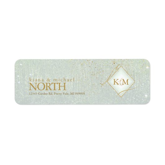 Fine Lines Gold Abstract Wedding V1 Sage ID867 Etiket (Voorkant)