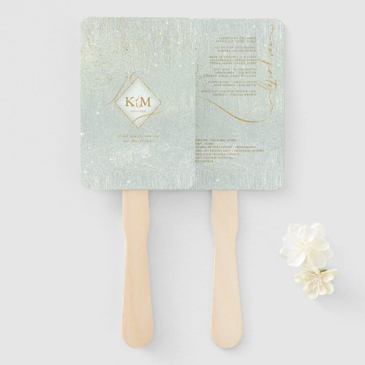 Fine Lines Gold Abstract Wedding V1 Sage ID867 Handwaaier (Voorkant en achterkant)