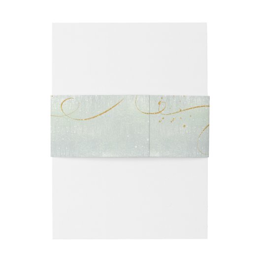 Fine Lines Gold Abstract Wedding V1 Sage ID867 Uitnodigingen Wikkel (Achterkant Voorbeeld)