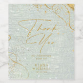 Fine Lines Gold Abstract Wedding V1 Sage ID867 Wijn Etiket (Enkel label)