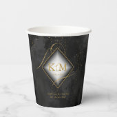 Fine Lines Gold Abstract Wedding V2 Black ID867 Papieren Bekers (Achterkant)
