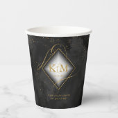 Fine Lines Gold Abstract Wedding V2 Black ID867 Papieren Bekers (Voorkant)
