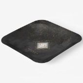 Fine Lines Gold Abstract Wedding V2 Black ID867 Papieren Bordje (Gebogen)