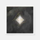 Fine Lines Gold Abstract Wedding V2 Black ID867 Servet (Voorkant)