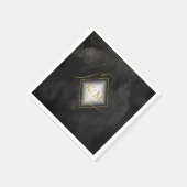 Fine Lines Gold Abstract Wedding V2 Black ID867 Servet (Hoek)