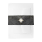 Fine Lines Gold Abstract Wedding V2 Black ID867 Uitnodigingen Wikkel (Voorkant Voorbeeld)