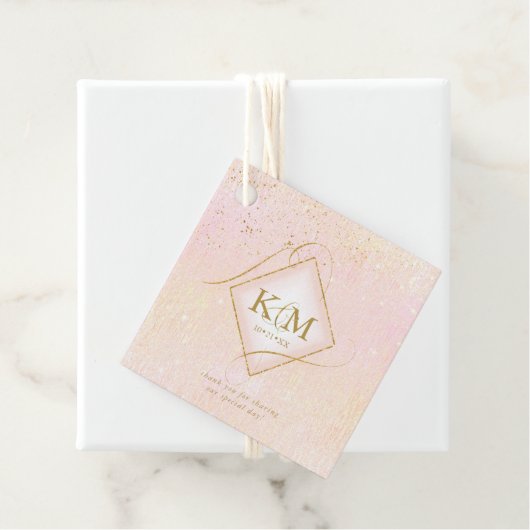 Fine Lines Gold Abstract Wedding V2 Blush ID867 Bedankjes Labels (In situ)