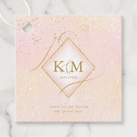 Fine Lines Gold Abstract Wedding V2 Blush ID867 Bedankjes Labels (Voorkant)