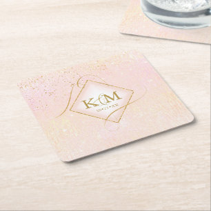 Fine Lines Gold Abstract Wedding V2 Blush ID867 Kartonnen Onderzetters