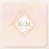 Fine Lines Gold Abstract Wedding V2 Blush ID867 Kartonnen Onderzetters (Voorkant)