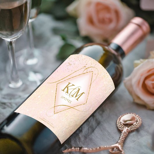 Fine Lines Gold Abstract Wedding V2 Blush ID867 Wijn Etiket