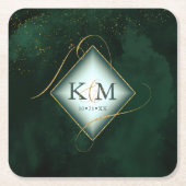 Fine Lines Gold Abstract Wedding V2 Emerald ID867 Kartonnen Onderzetters (Voorkant)