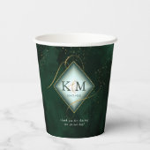 Fine Lines Gold Abstract Wedding V2 Emerald ID867 Papieren Bekers (Achterkant)