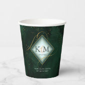 Fine Lines Gold Abstract Wedding V2 Emerald ID867 Papieren Bekers (Voorkant)