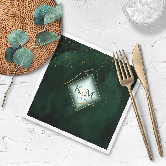 Fine Lines Gold Abstract Wedding V2 Emerald ID867 Servet