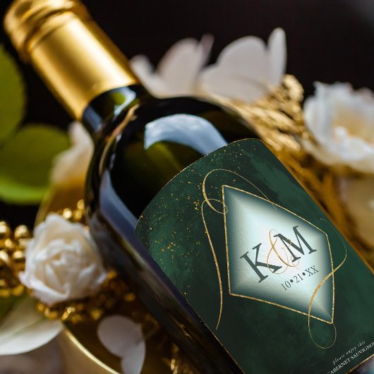 Fine Lines Gold Abstract Wedding V2 Emerald ID867 Wijn Etiket