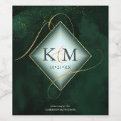 Fine Lines Gold Abstract Wedding V2 Emerald ID867 Wijn Etiket (Enkel label)