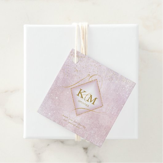 Fine Lines Gold Abstract Wedding V2 Mauve ID867 Bedankjes Labels (In situ)
