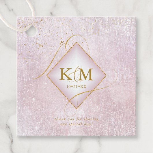 Fine Lines Gold Abstract Wedding V2 Mauve ID867 Bedankjes Labels (Voorkant)