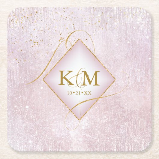 Fine Lines Gold Abstract Wedding V2 Mauve ID867 Kartonnen Onderzetters (Voorkant)