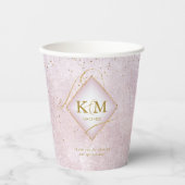 Fine Lines Gold Abstract Wedding V2 Mauve ID867 Papieren Bekers (Voorkant)
