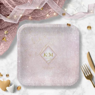 Fine Lines Gold Abstract Wedding V2 Muave ID867 Papieren Bordje