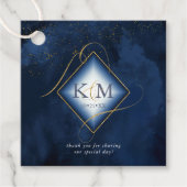 Fine Lines Gold Abstract Wedding V2 Navy ID867 Bedankjes Labels (Voorkant)