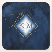 Fine Lines Gold Abstract Wedding V2 Navy ID867 Kartonnen Onderzetters (Voorkant)