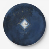 Fine Lines Gold Abstract Wedding V2 Navy ID867 Papieren Bordje (Voorkant)