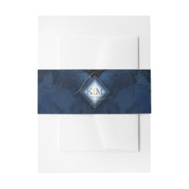 Fine Lines Gold Abstract Wedding V2 Navy ID867 Uitnodigingen Wikkel