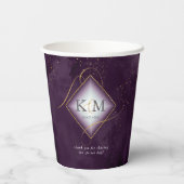 Fine Lines Gold Abstract Wedding V2 Plum ID867 Papieren Bekers (Achterkant)