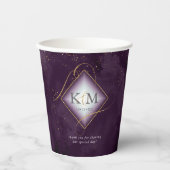 Fine Lines Gold Abstract Wedding V2 Plum ID867 Papieren Bekers (Voorkant)