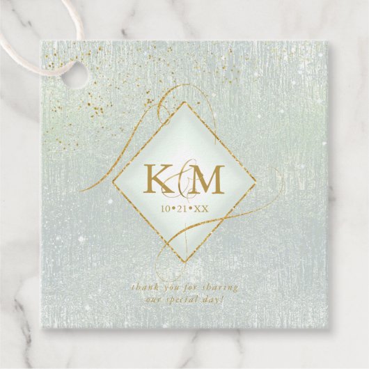 Fine Lines Gold Abstract Wedding V2 Sage ID867 Bedankjes Labels (Voorkant)