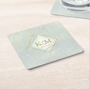 Fine Lines Gold Abstract Wedding V2 Sage ID867 Kartonnen Onderzetters