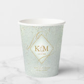 Fine Lines Gold Abstract Wedding V2 Sage ID867 Papieren Bekers (Voorkant)