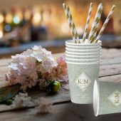 Fine Lines Gold Abstract Wedding V2 Sage ID867 Papieren Bekers