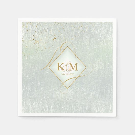 Fine Lines Gold Abstract Wedding V2 Sage ID867 Servet (Voorkant)