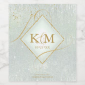 Fine Lines Gold Abstract Wedding V2 Sage ID867 Wijn Etiket (Enkel label)