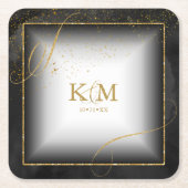 Fine Lines Gold Abstract Wedding V3 Black ID867 Kartonnen Onderzetters (Voorkant)