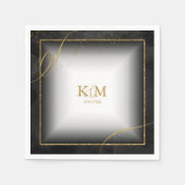 Fine Lines Gold Abstract Wedding V3 Black ID867 Servet (Voorkant)
