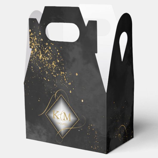 Fine Lines Gold Abstract Wedding V3 Blk/Gld ID867 Bedankdoosjes (Geopend)