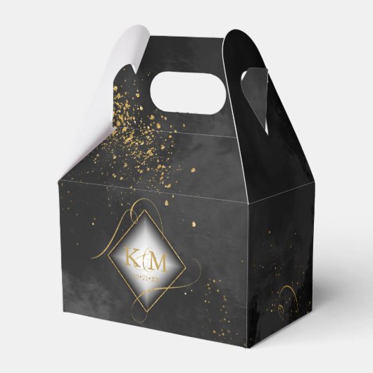 Fine Lines Gold Abstract Wedding V3 Blk/Gld ID867 Bedankdoosjes (Voorkant Zijde)
