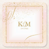 Fine Lines Gold Abstract Wedding V3 Blush ID867 Kartonnen Onderzetters (Voorkant)